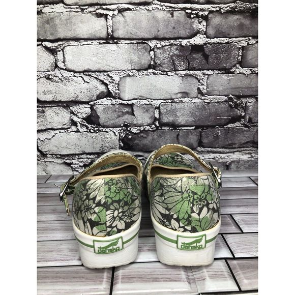 Dansko Vegan Valerie Green Floral Canvas Mary Jane Clog Shoes Women Sz 38EU/7.5M - Picture 5 of 12